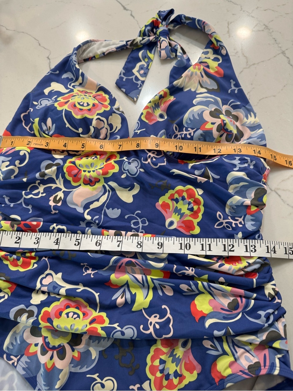 Boden Floral Blue One-Piece Swimsuit 10 - Picture 8 of 8